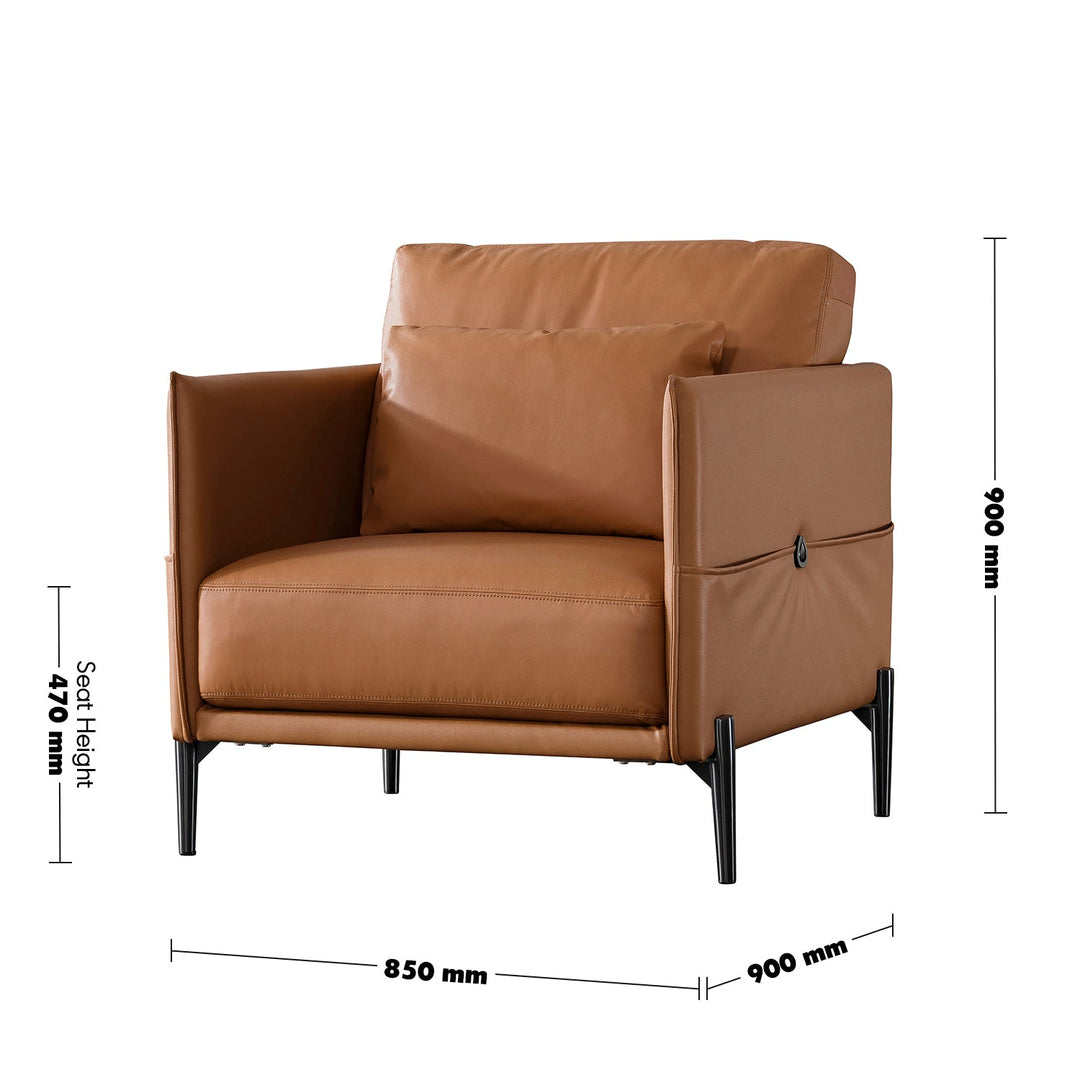 Minimalist Genuine Leather 1 Seater Sofa DANTE