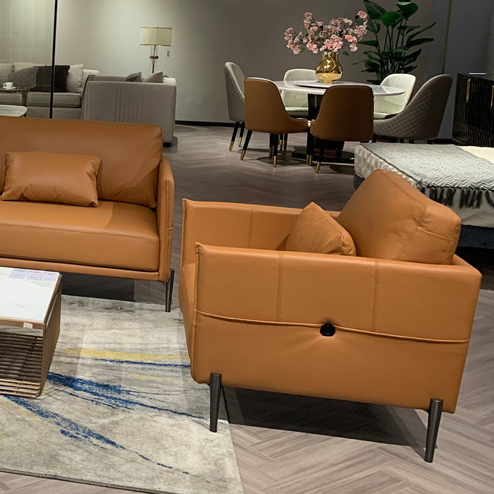 Minimalist Genuine Leather 1 Seater Sofa DANTE