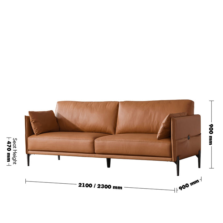 Minimalist Genuine Leather 3 Seater Sofa DANTE