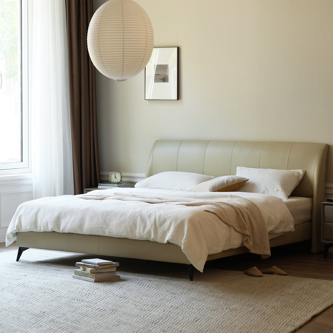 Minimalist Genuine Leather Bed Frame CALMA