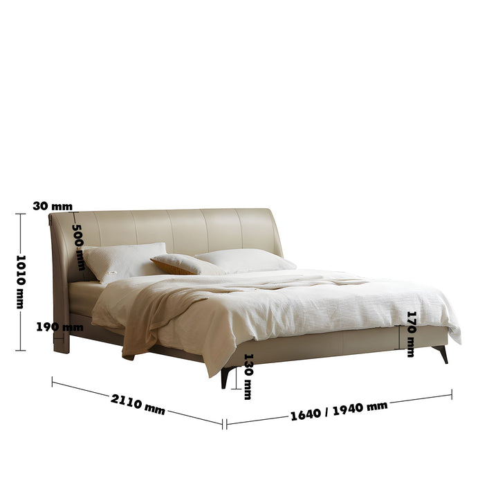 Minimalist Genuine Leather Bed Frame CALMA