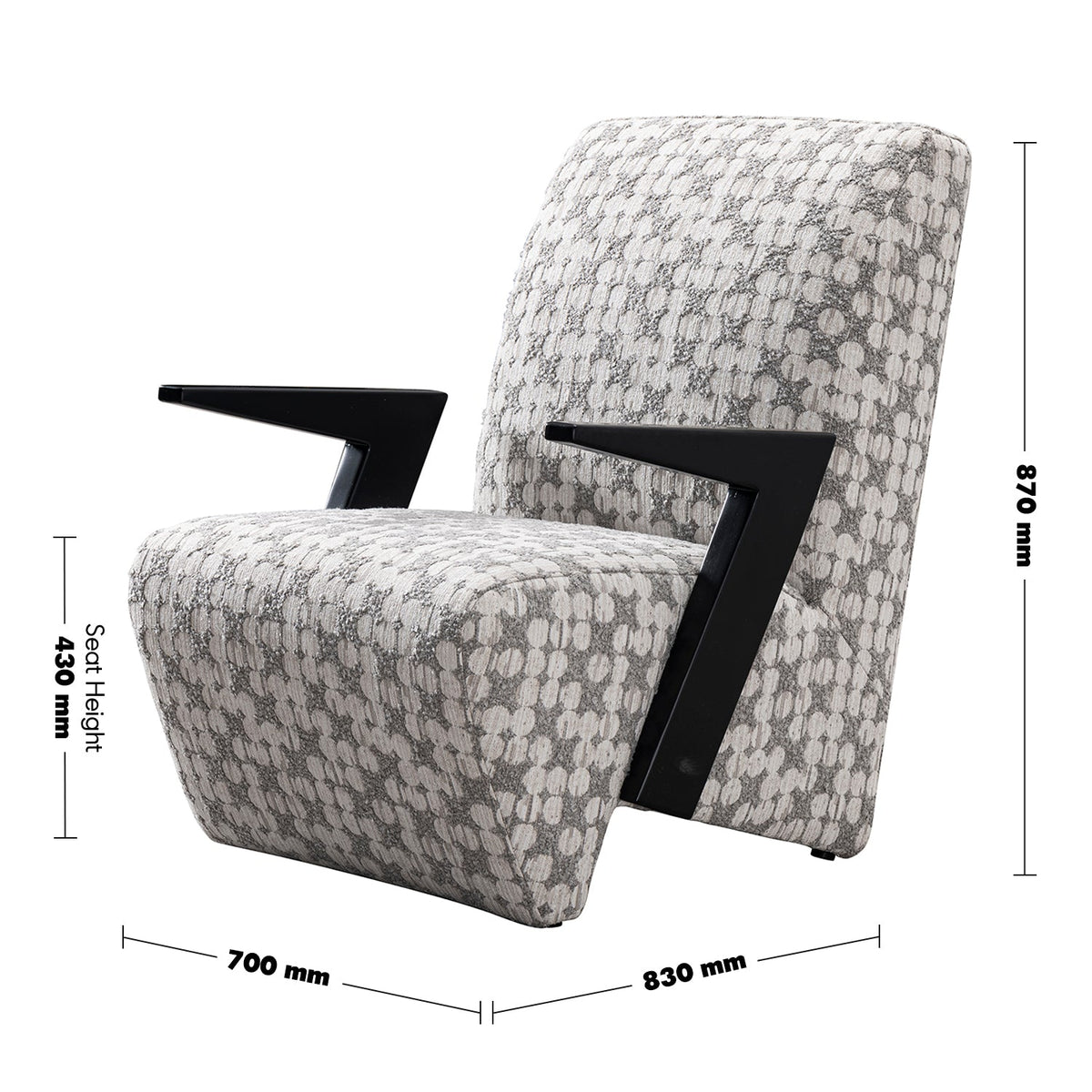 Minimalist mixed weave fabric 1 seater sofa chair slant size charts.
