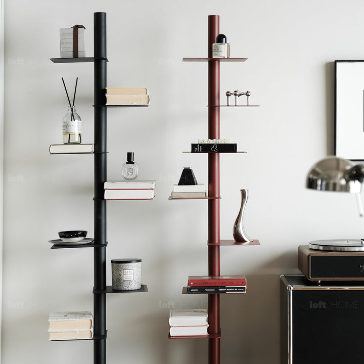 Bauhaus steel revolving bookshelf stack conceptual design.