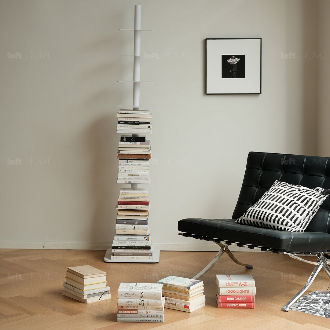Bauhaus steel revolving bookshelf stack detail 2.