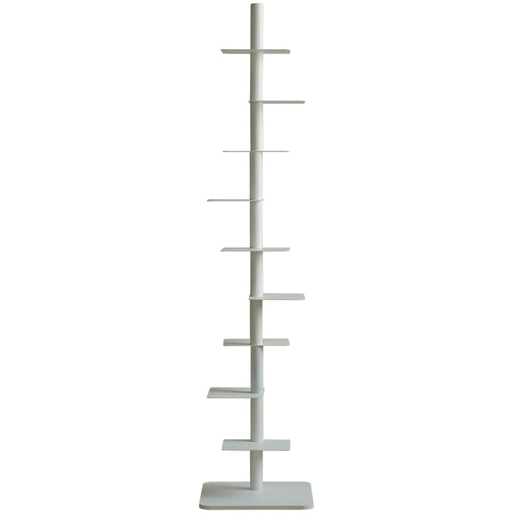 Minimalist steel revolving bookshelf stack detail 4.