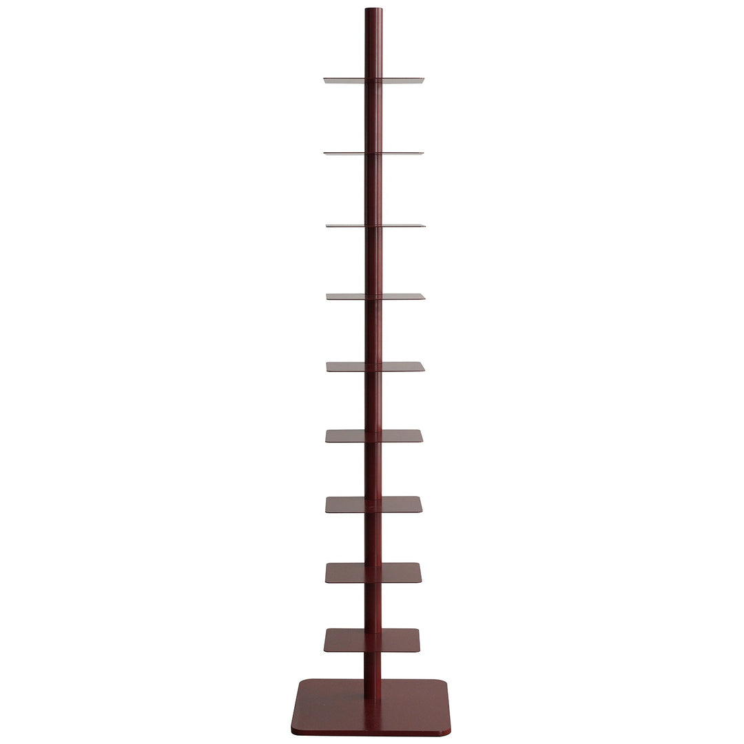 Minimalist steel revolving bookshelf stack detail 6.