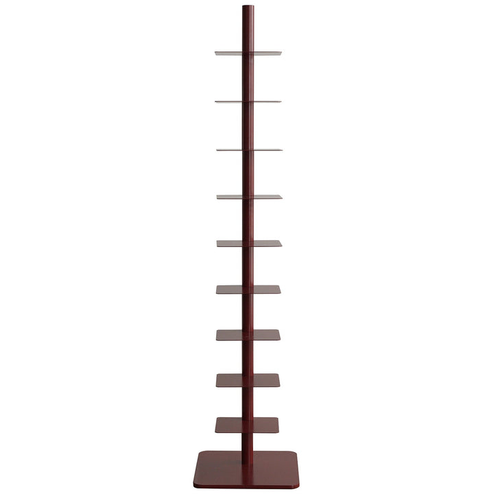 Minimalist steel revolving bookshelf stack detail 6.
