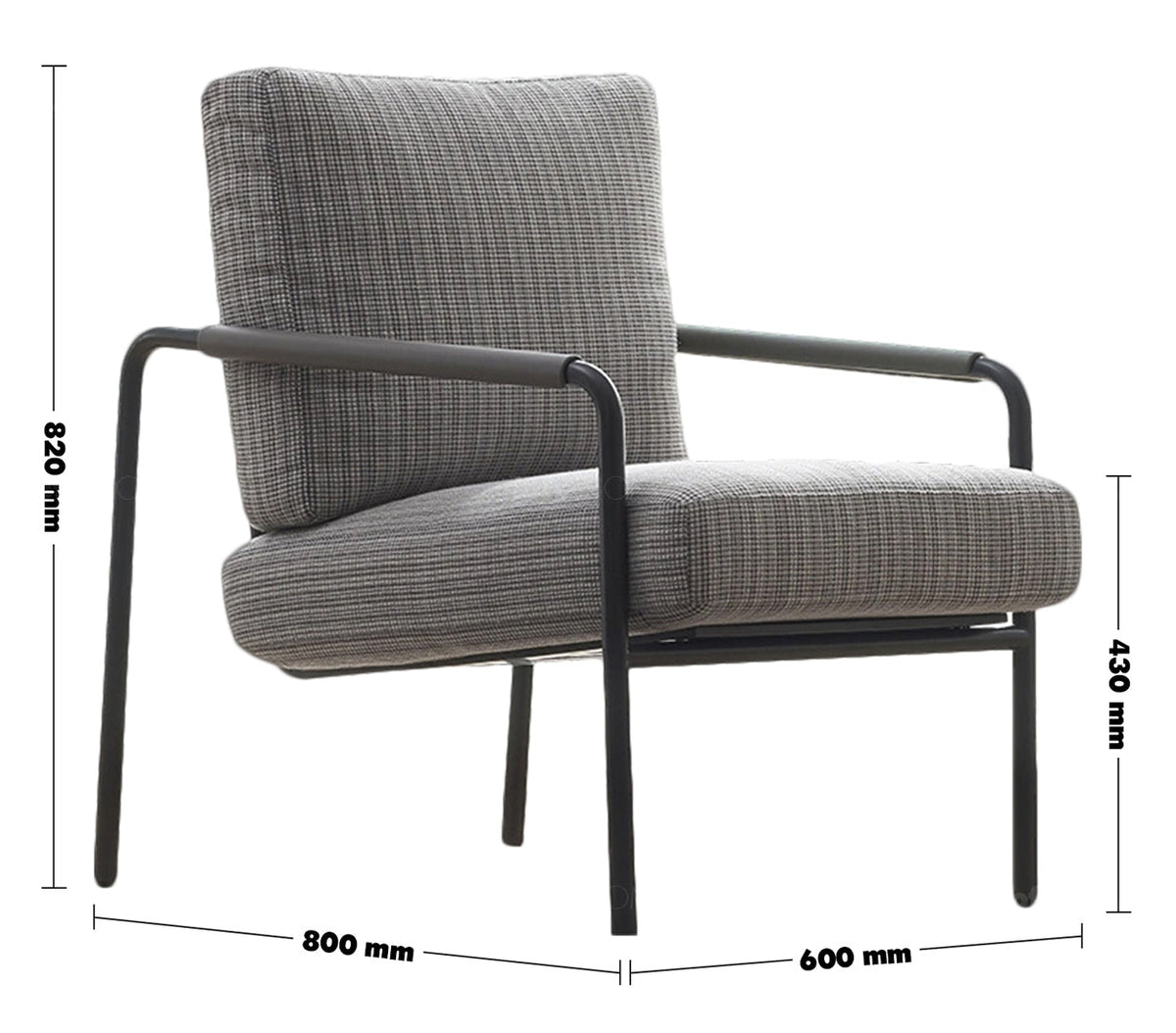 Bauhaus Fabric 1 Seater Sofa VEMB Size Chart