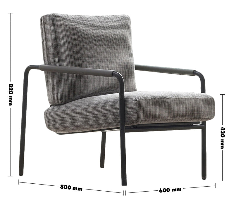 Bauhaus Fabric 1 Seater Sofa VEMB Size Chart