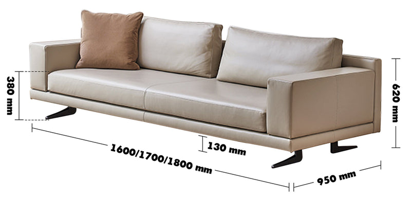 Minimalist Fabric 2 Seater Sofa BOLOGNA Size Chart