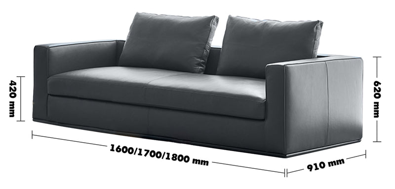 Minimalist Fabric 2 Seater Sofa COMO Size Chart