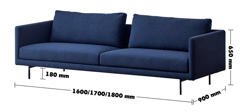 Minimalist Fabric 2 Seater Sofa RINA Size Chart