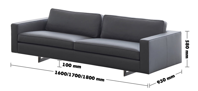 Minimalist Fabric 2 Seater Sofa VEMB Size Chart