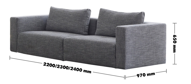 Minimalist Fabric 3.5 Seater Sofa BRI Size Chart
