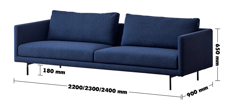 Minimalist Fabric 3.5 Seater Sofa RINA Size Chart