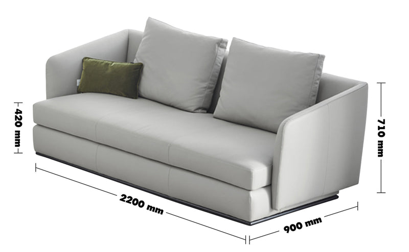 Minimalist Fabric 3 Seater Sofa MLINI Size Chart