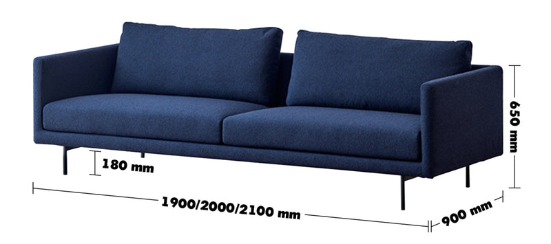 Minimalist Fabric 3 Seater Sofa RINA Size Chart