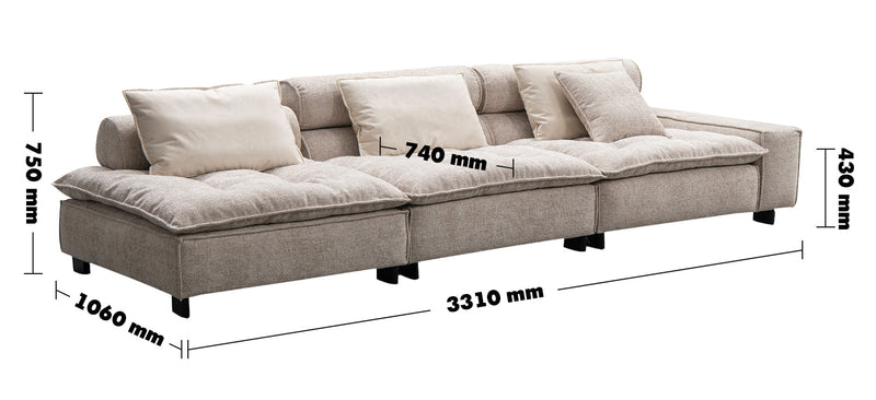 Modern Mixed Weave Fabric 5 Seater Sofa AUMN Size Chart