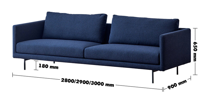 Minimalist Fabric 4.5 Seater Sofa RINA Size Chart