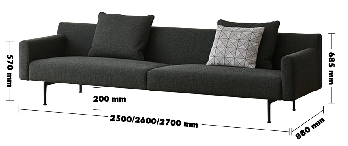 Minimalist Fabric 4 Seater Sofa ANN Size Chart