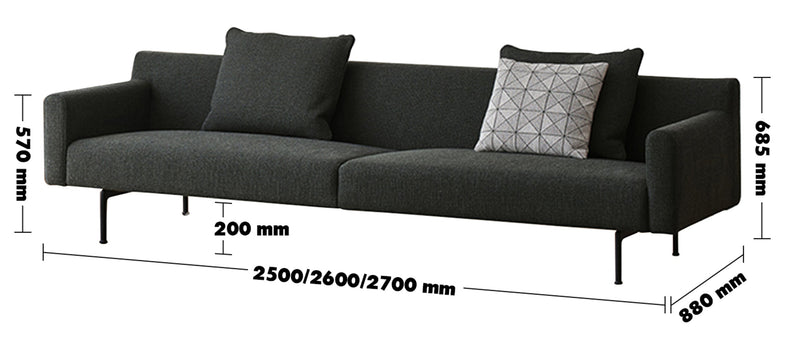 Minimalist Fabric 4 Seater Sofa ANN Size Chart