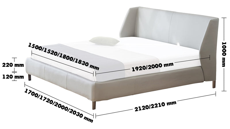 Minimalist Fabric Bed CYGNUS Size Chart