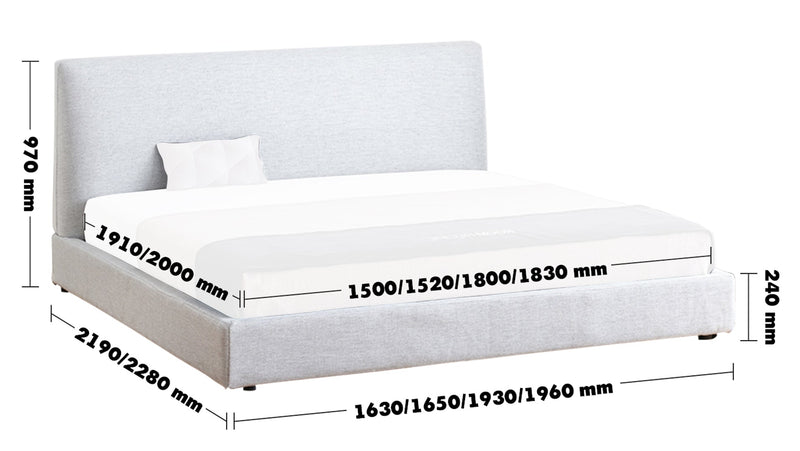Minimalist Fabric Bed LINES Size Chart