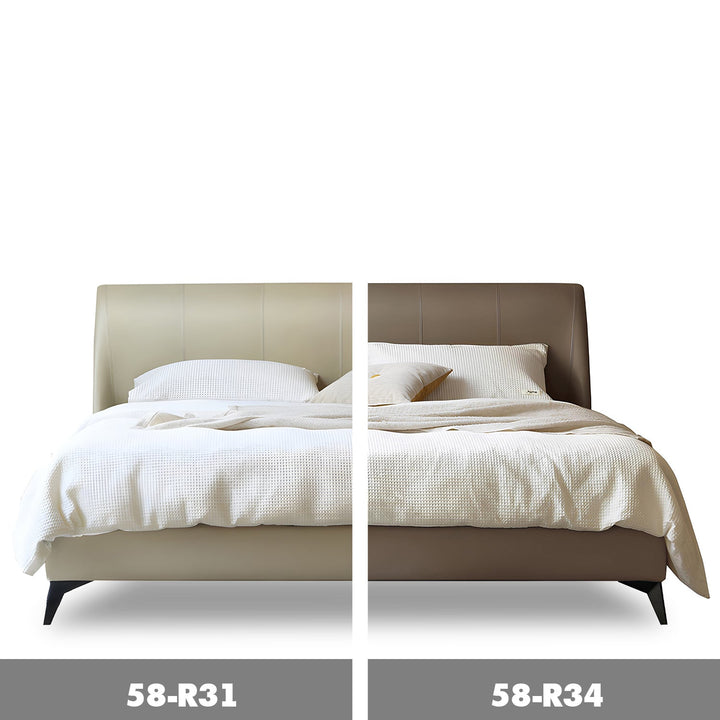 Minimalist Genuine Leather Bed Frame CALMA