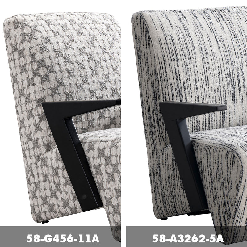 Modern Mixed Weave Fabric 1 Seater Sofa Chair SLANT Color Swatches