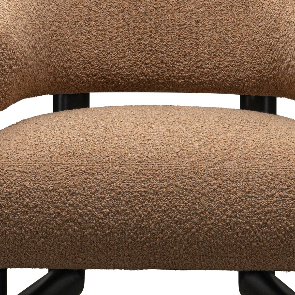 Cream boucle fabric 1 seater sofa arc color swatches.