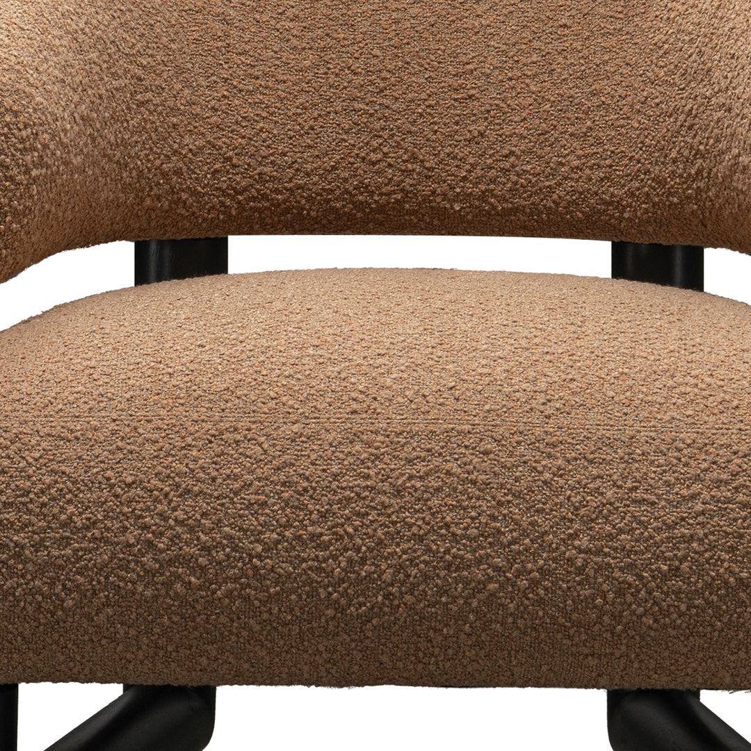 Cream boucle fabric 1 seater sofa arc color swatches.