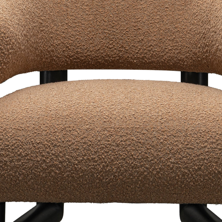 Cream boucle fabric 1 seater sofa arc color swatches.