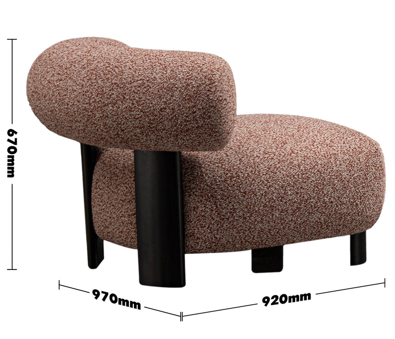 Cream Boucle Fabric 1 Seater Sofa BUBBLE Size Chart