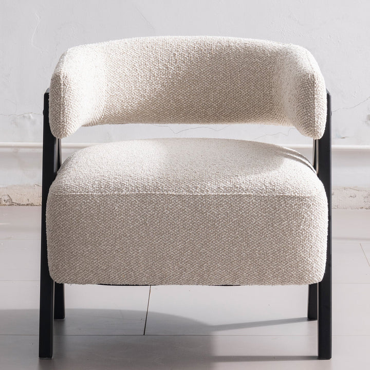 Japandi boucle fabric 1 seater sofa colle environmental situation.