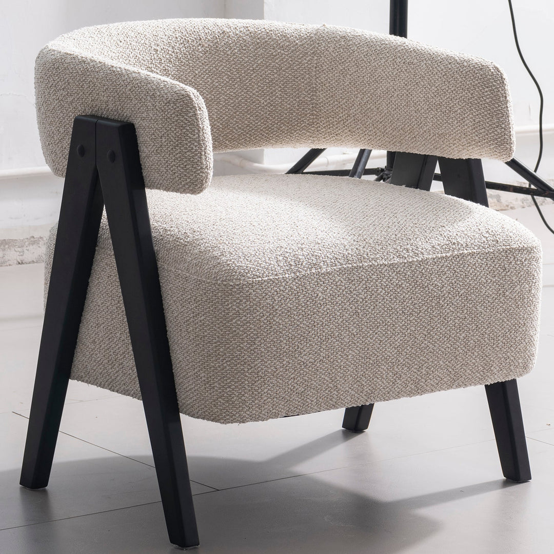 Japandi boucle fabric 1 seater sofa colle conceptual design.