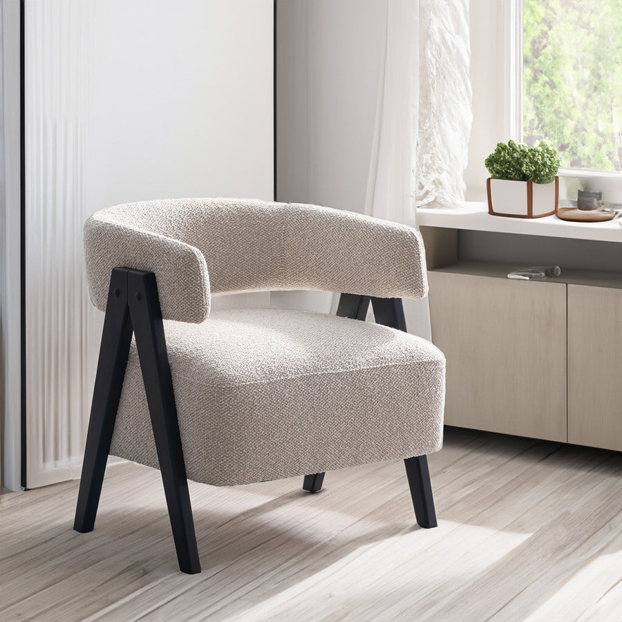 Japandi boucle fabric 1 seater sofa colle primary product view.