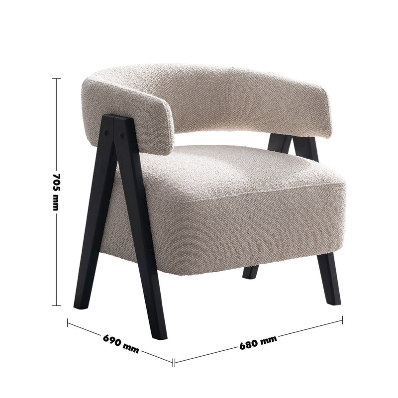 Japandi boucle fabric 1 seater sofa colle size charts.