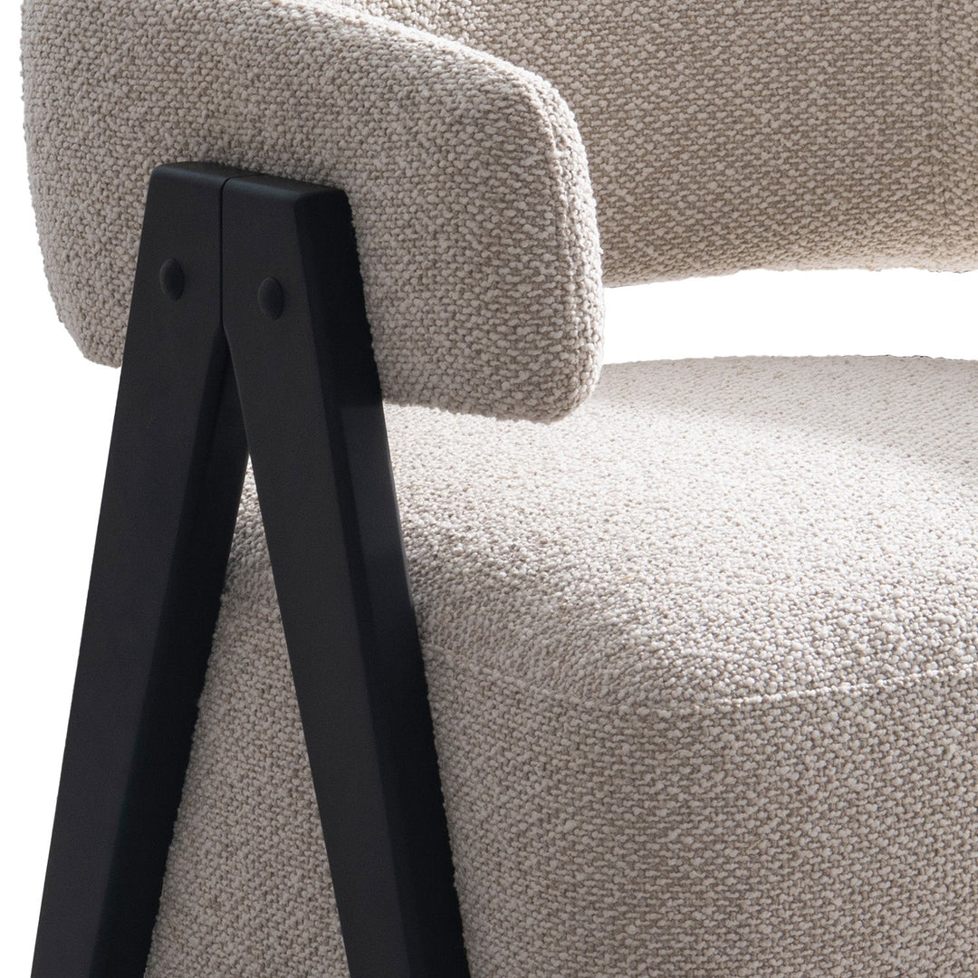 Japandi boucle fabric 1 seater sofa colle in real life style.