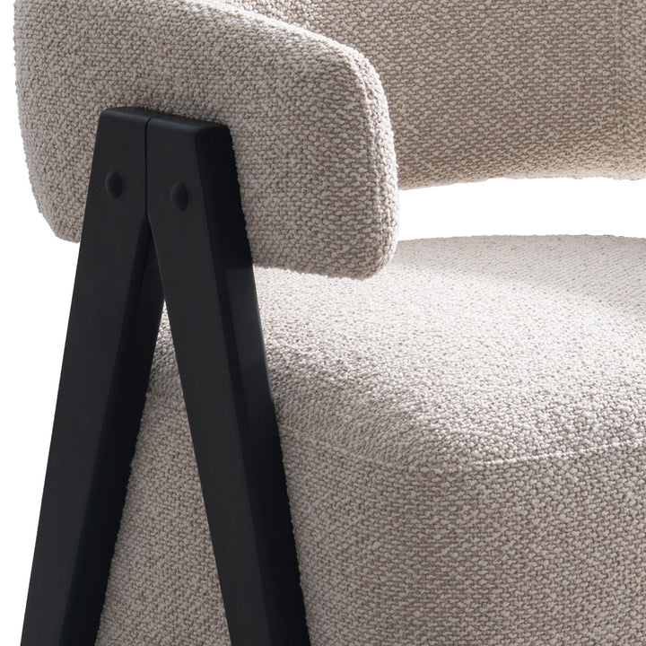 Japandi boucle fabric 1 seater sofa colle in real life style.