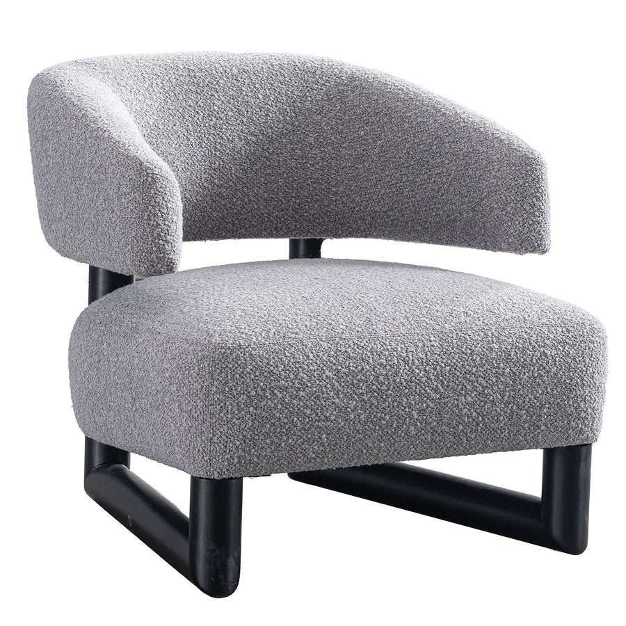 Modern boucle fabric 1 seater sofa miroo in white background.