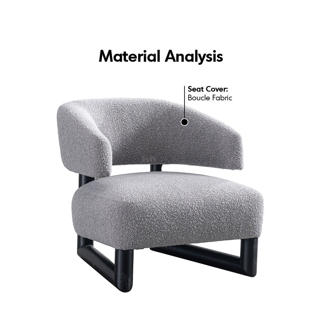 Modern Boucle Fabric 1 Seater Sofa MIROO
