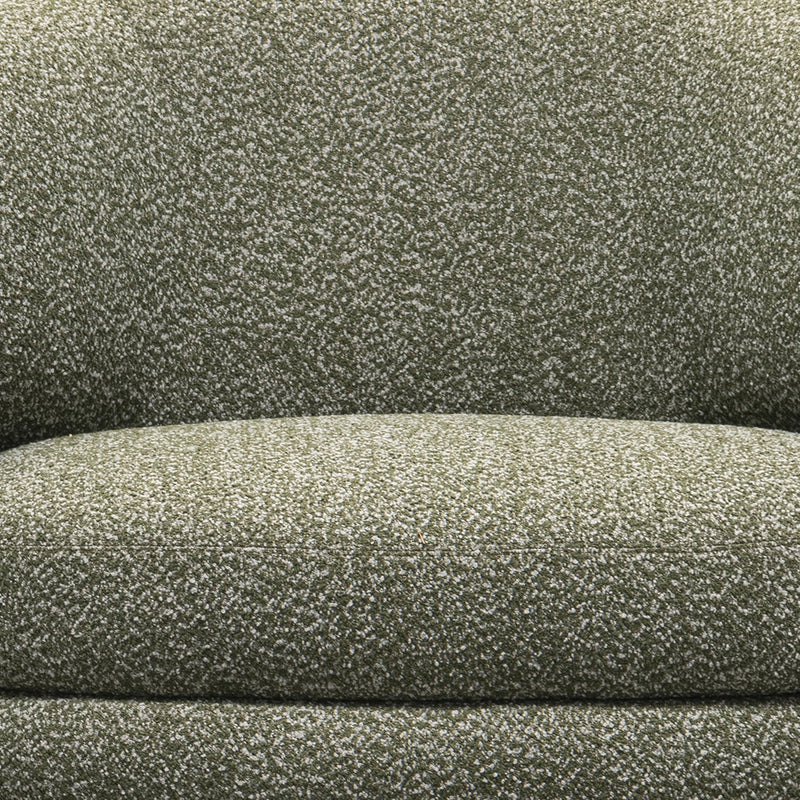 Cream boucle fabric 1 seater sofa moss material variants.