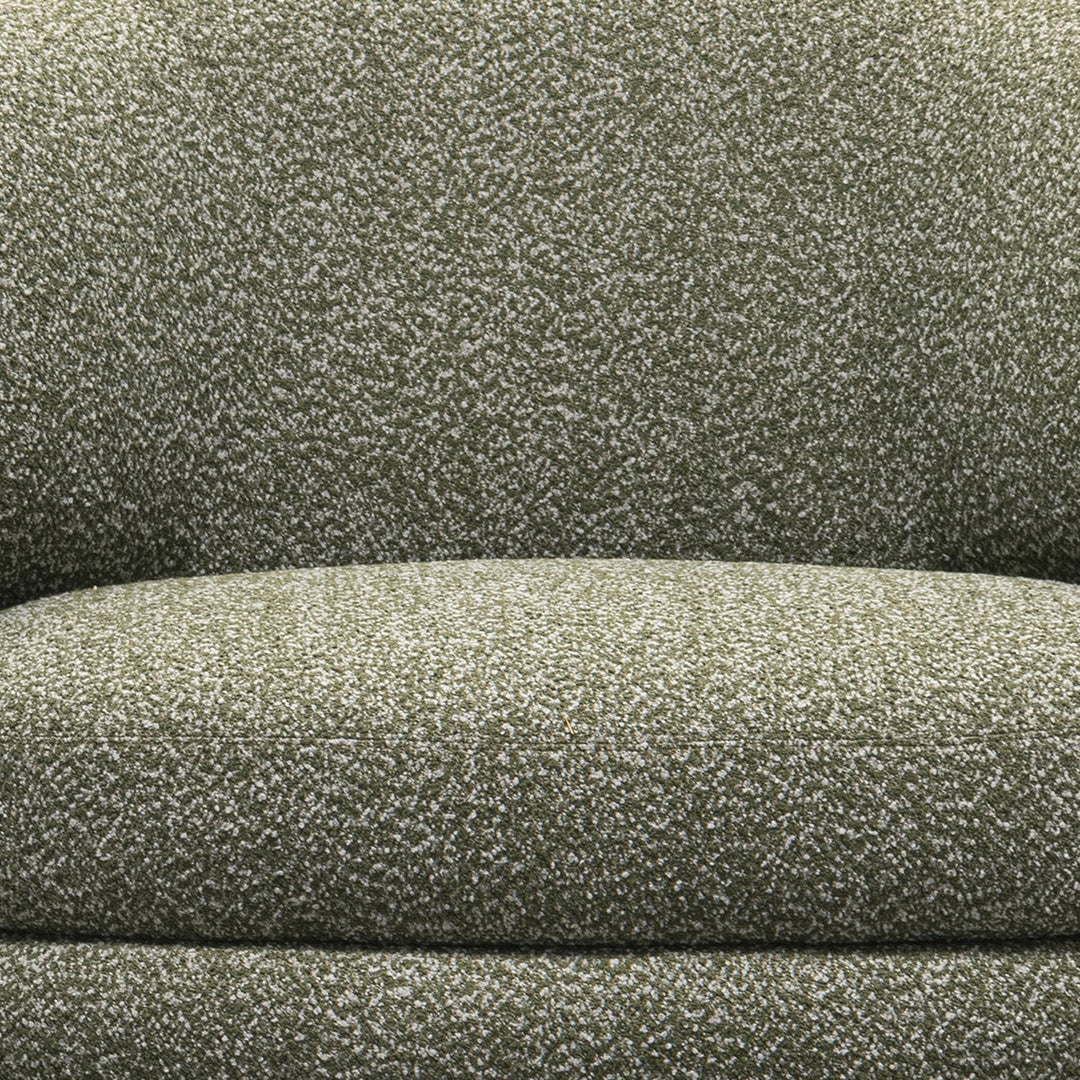 Cream boucle fabric 1 seater sofa moss material variants.