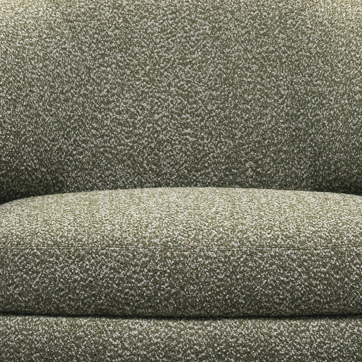 Cream boucle fabric 1 seater sofa moss material variants.