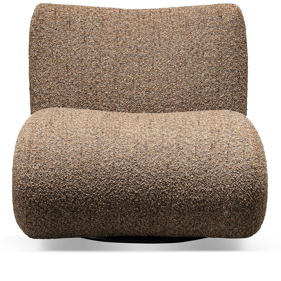 Cream boucle fabric 1 seater sofa pod in white background.