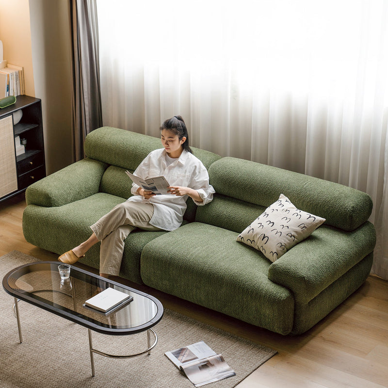 Modern Boucle Fabric 4 Seater Sofa SLEEPO More Details and Instruction