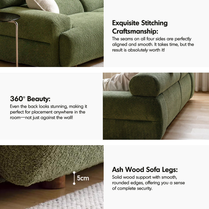 Modern boucle fabric 3 seater sofa sleepo detail 4.