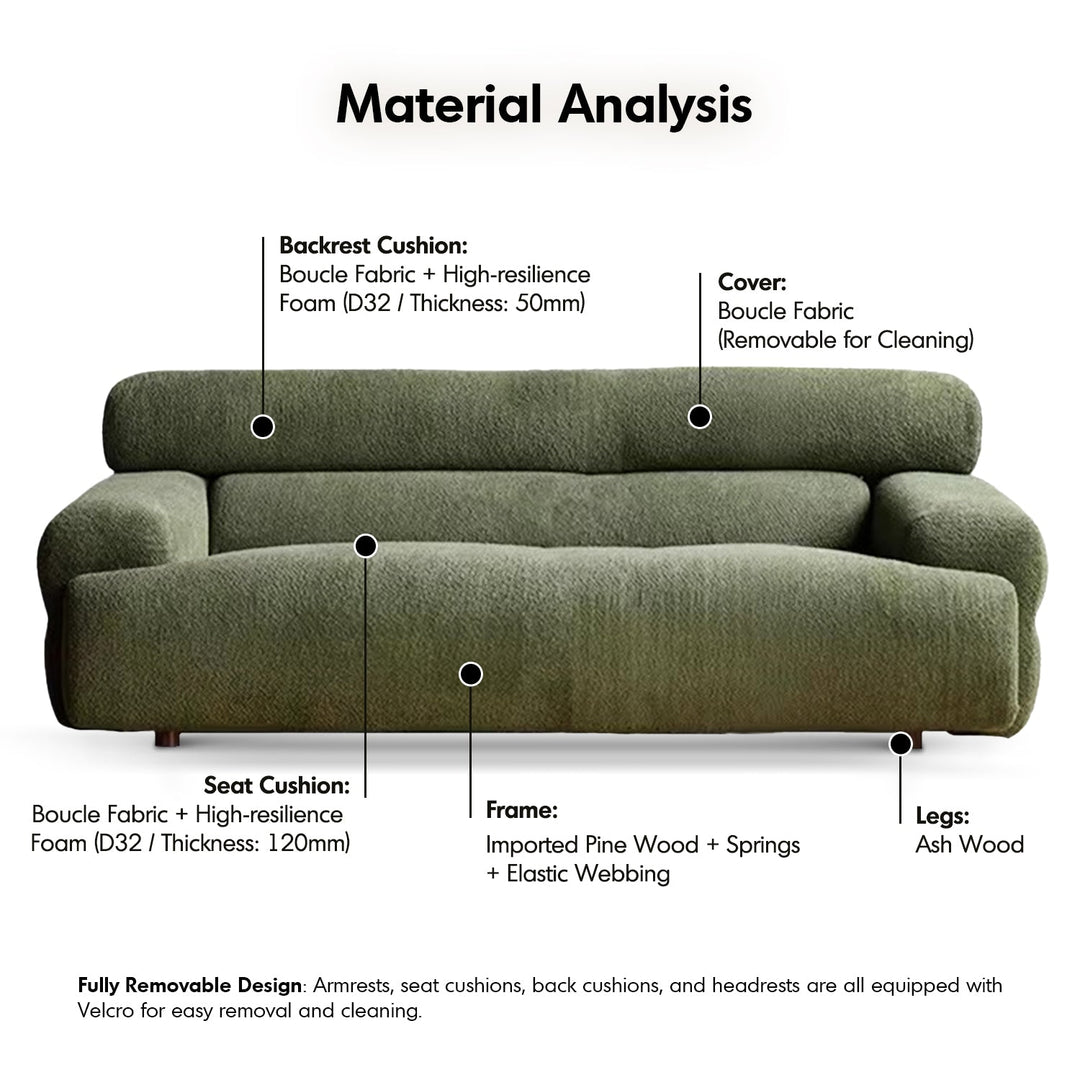 Modern boucle fabric 3 seater sofa sleepo detail 6.