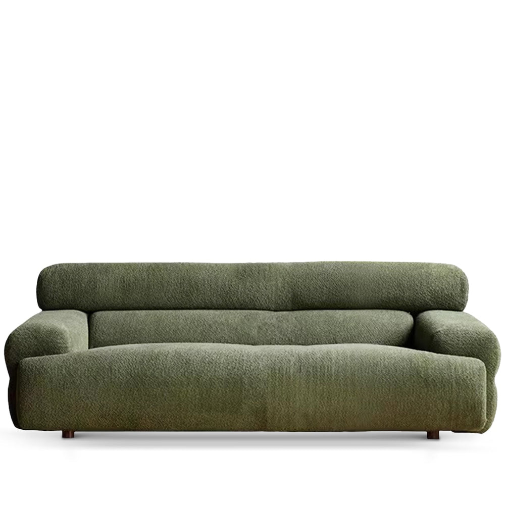 Modern boucle fabric 3 seater sofa sleepo in white background.