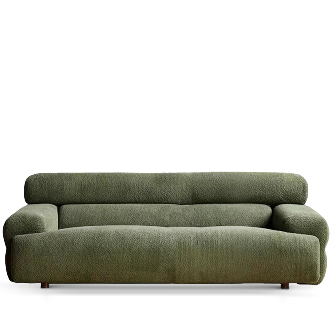 Modern boucle fabric 3 seater sofa sleepo in white background.